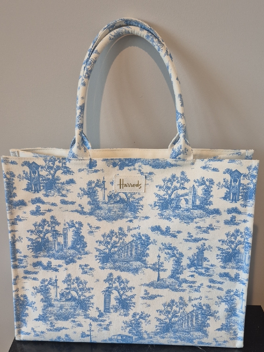 Harrods Blue and White Toile Shopper Tote